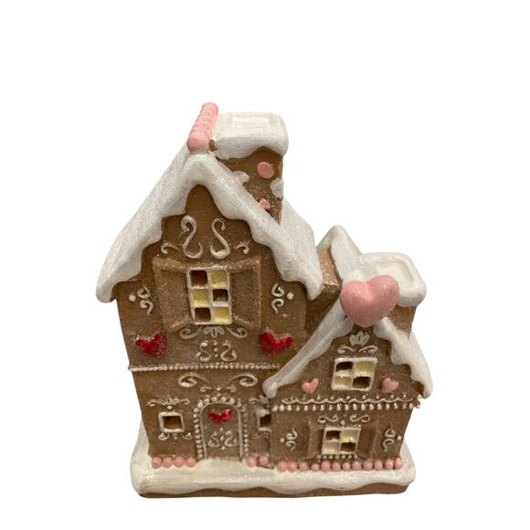 Cupcakes & Cashmere Light Up Gingerbread House Pink Heart Holiday Decor New - Picture 6 of 16